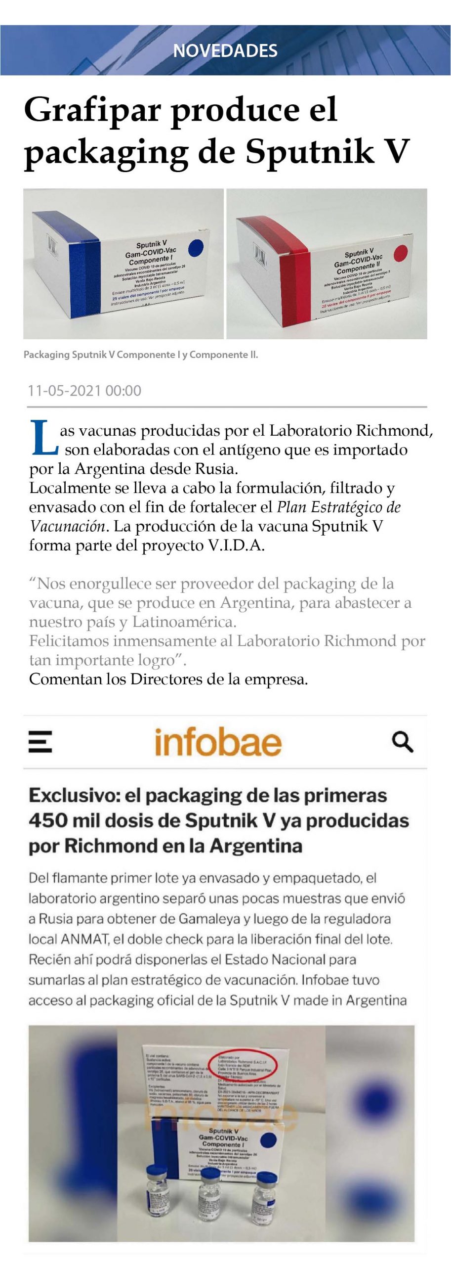 Producimos el Packaging de Sputnik V